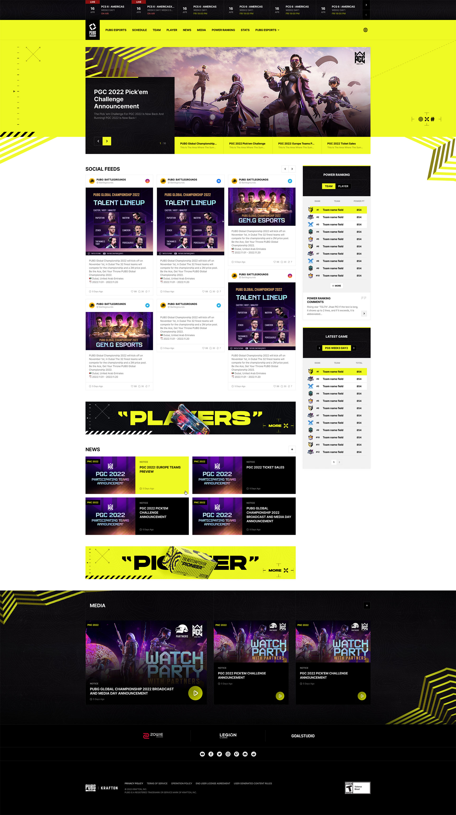 PUBG Esports 주요 비주얼