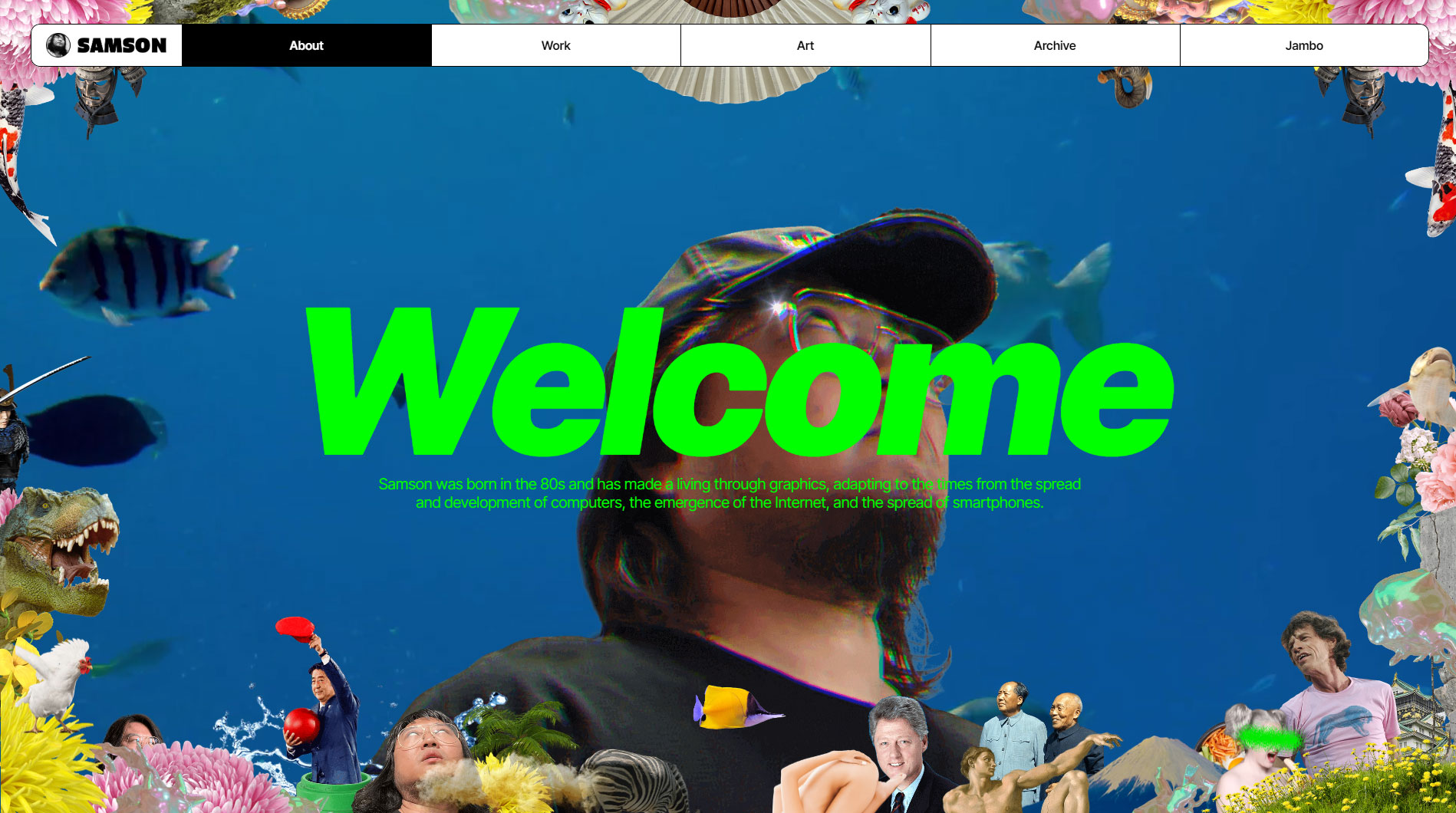 Artist Samson 메인 섹션 스크린샷