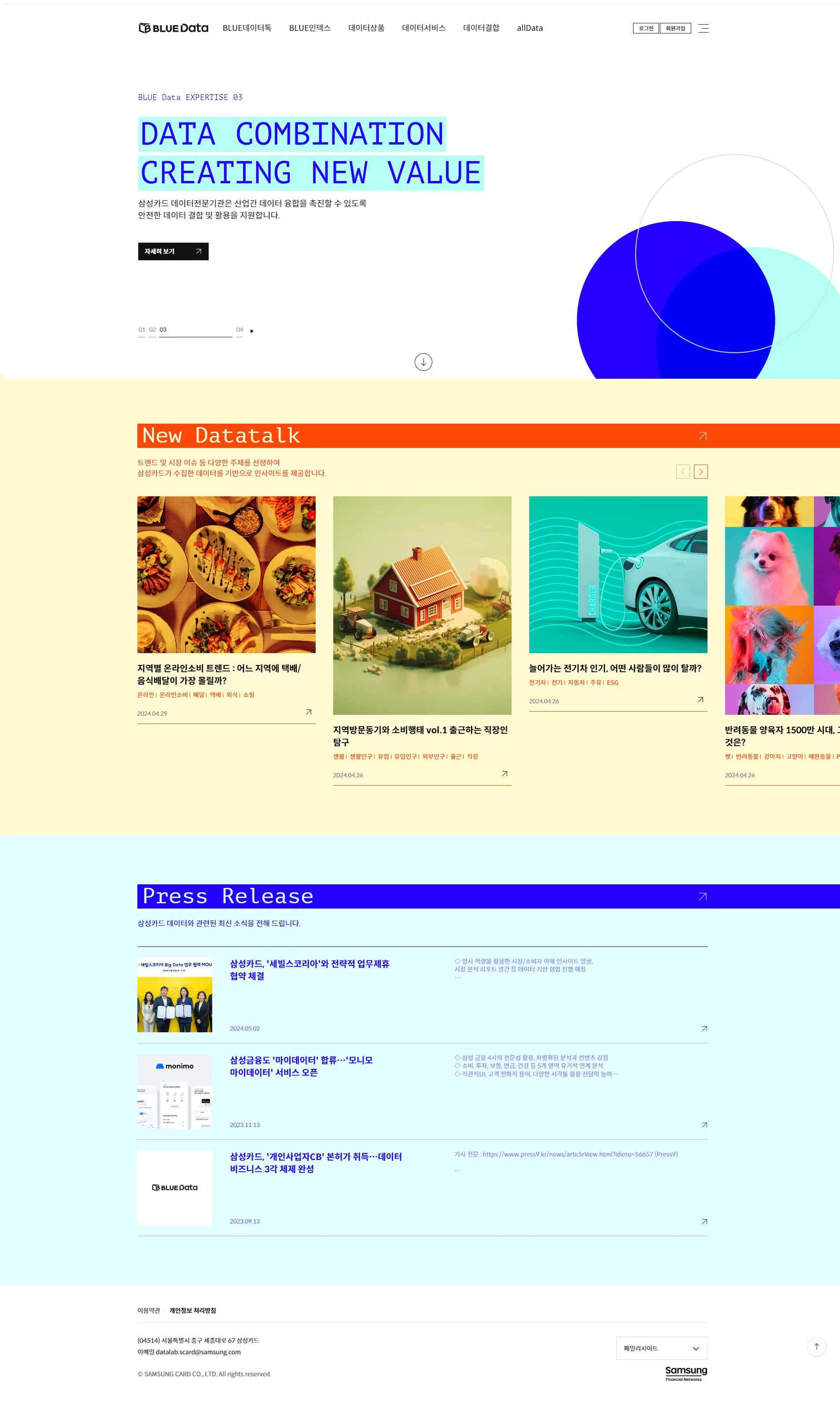 삼성카드 BLUE Data Lab 대시보드 메인 화면