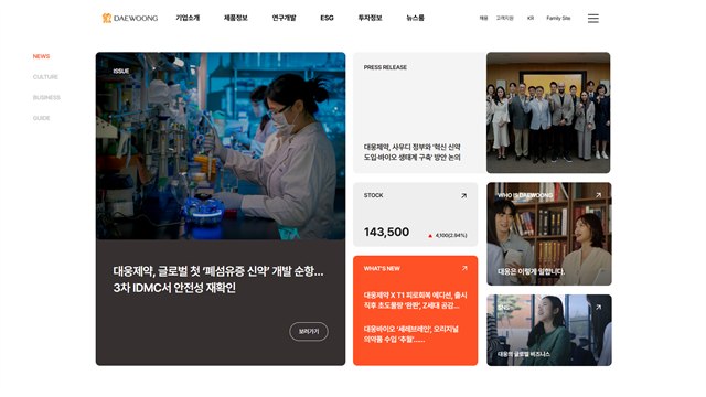대웅제약 - 제약 기업 UX/UI 리뷰 | The Blue Canvas