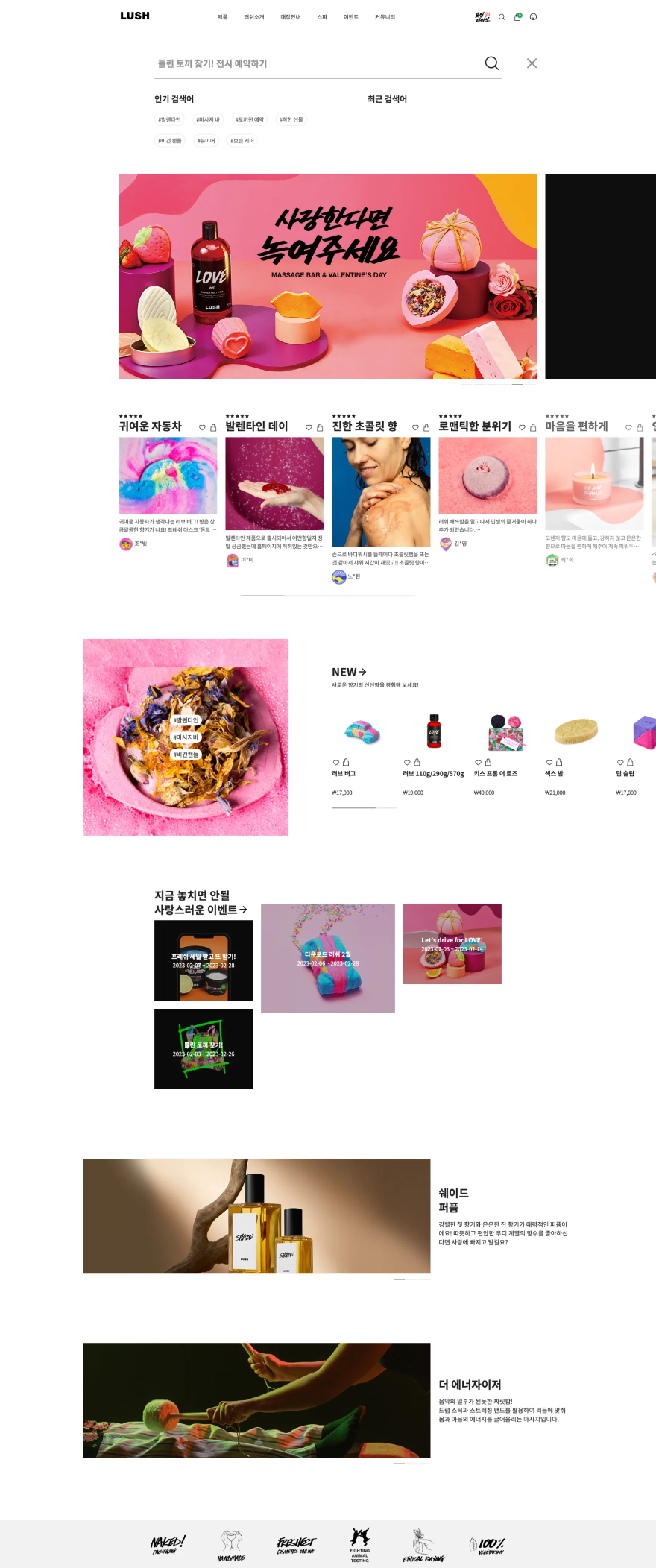 LUSH - UX/UI 리뷰 | The Blue Canvas