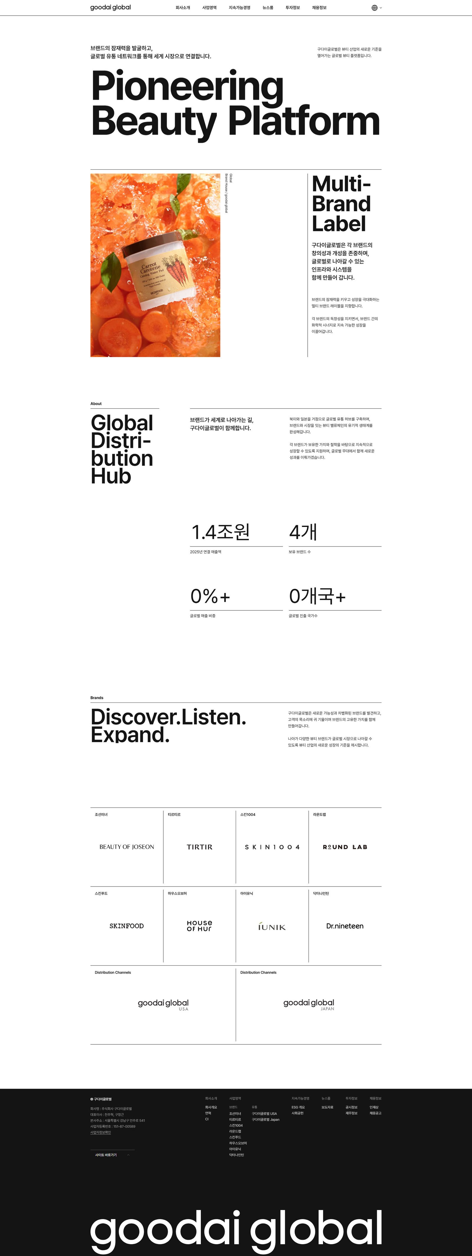 구다이글로벌 웹사이트 메인 화면 스크린샷