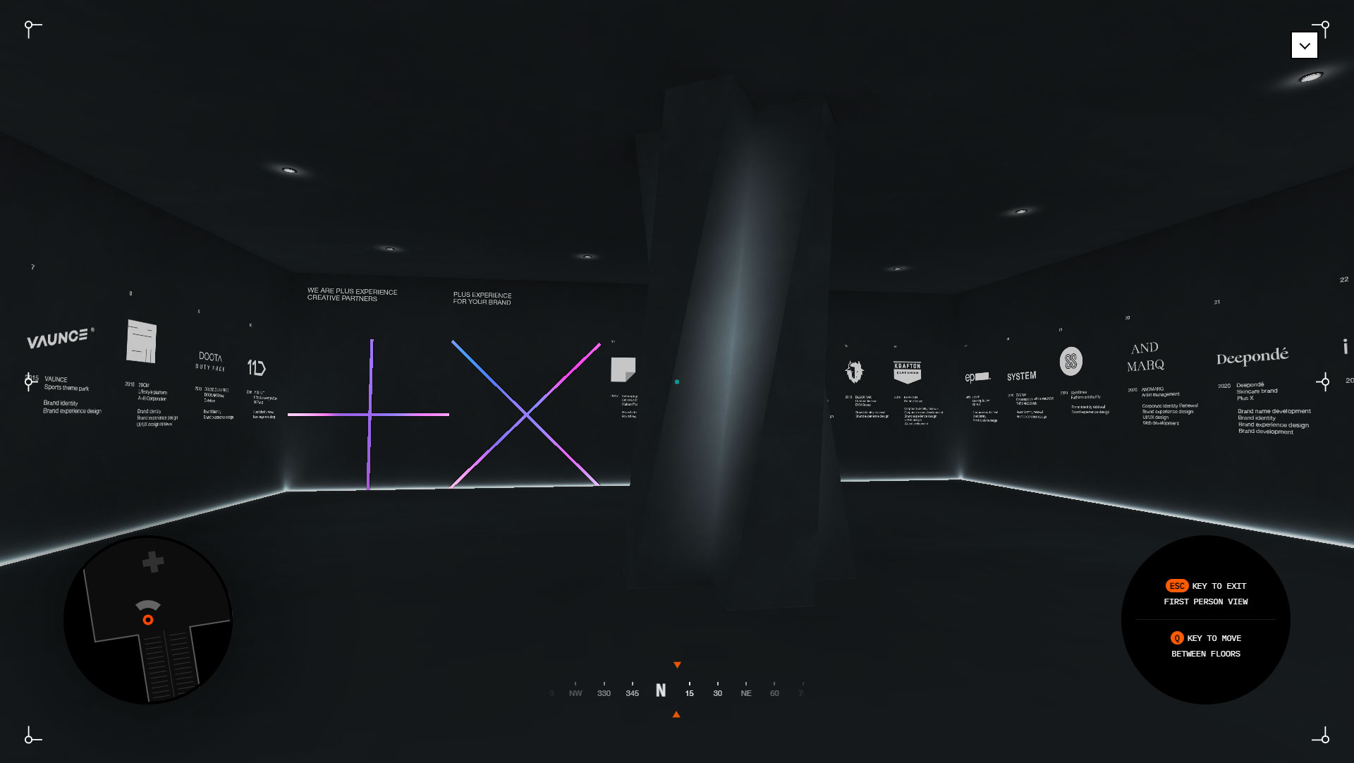 Plus X Showroom 웹사이트 주요 화면