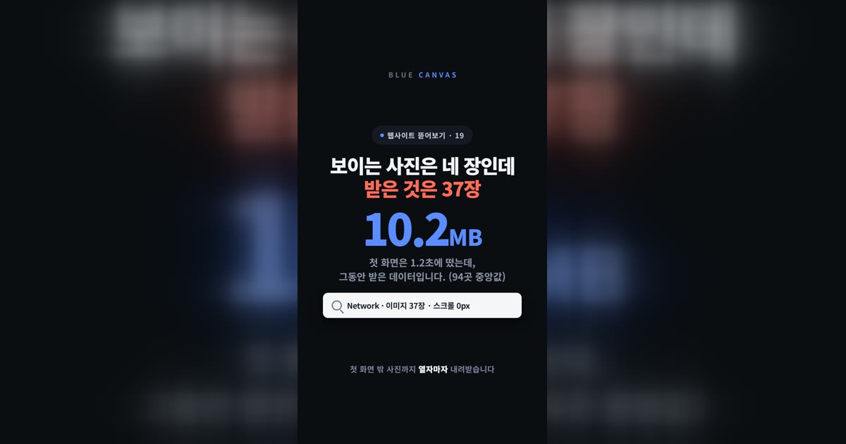 보이는 사진은 네 장인데 받은 것은 37장: 홈페이지 94곳 첫 화면 측정