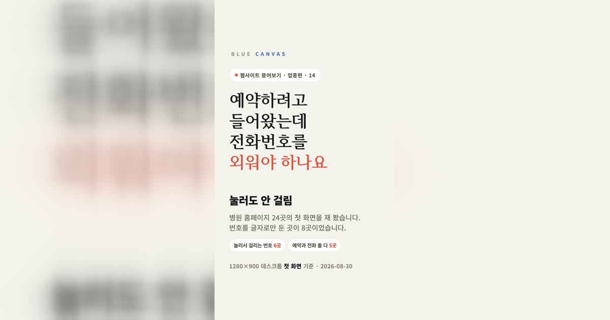 전화번호가 보이는데 눌러도 안 걸립니다: 병원 홈페이지 24곳의 첫 화면
