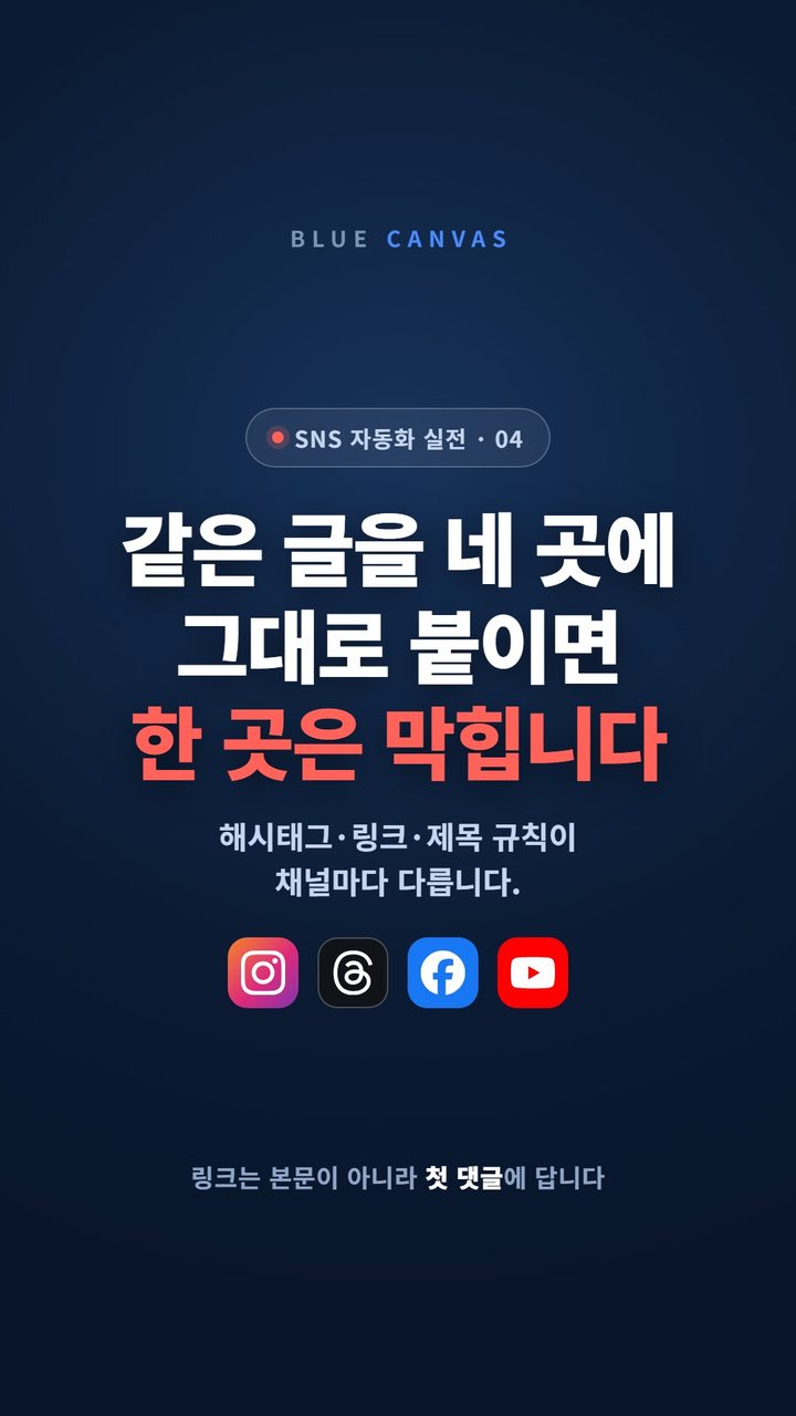 같은 글을 네 채널에 그대로 붙이면 생기는 일 숏폼 영상 표지