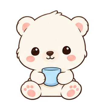 구름아기북극곰 움직이는 스티커 — 물한모금
