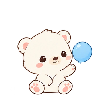 구름아기북극곰 움직이는 스티커 — 풍선톡