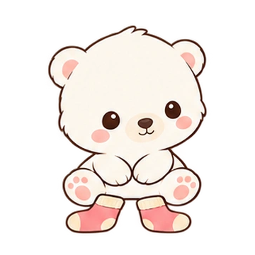 구름아기북극곰 움직이는 스티커 — 양말짝찾기