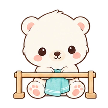 구름아기북극곰 움직이는 스티커 — 빨래걸기