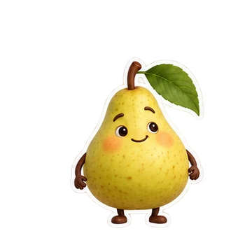 서양배 움직이는 스티커 — 잎 하트